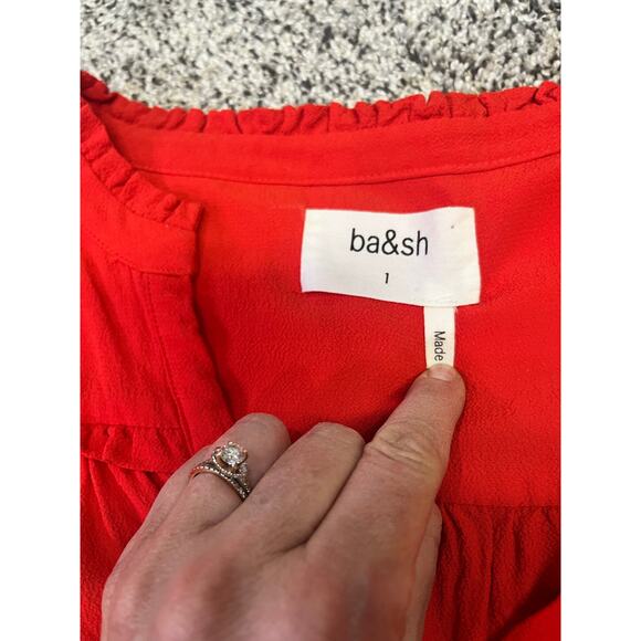 ba&sh Track Grenadine Lady‎ Dress Long Sleeve V Neck Shift Dress 1 Womens S Red - Picture 2 of 10